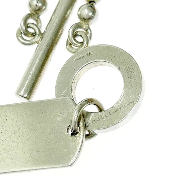 GUCCI Dog Tags Ball Chain Toggle Bracelet 6.3" Silver 925 Auth w/Box #97526 - Picture 7 of 8